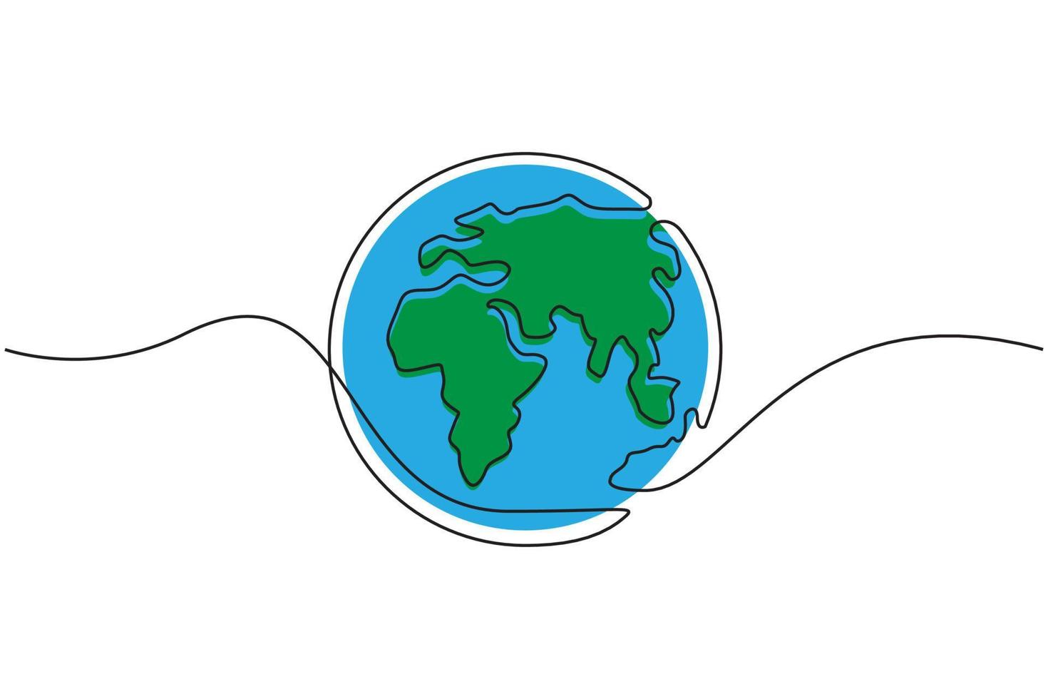 continuo linea disegno di globo. semplice moderno minimalismo continuo terra vettore. gratuito Scarica vettore