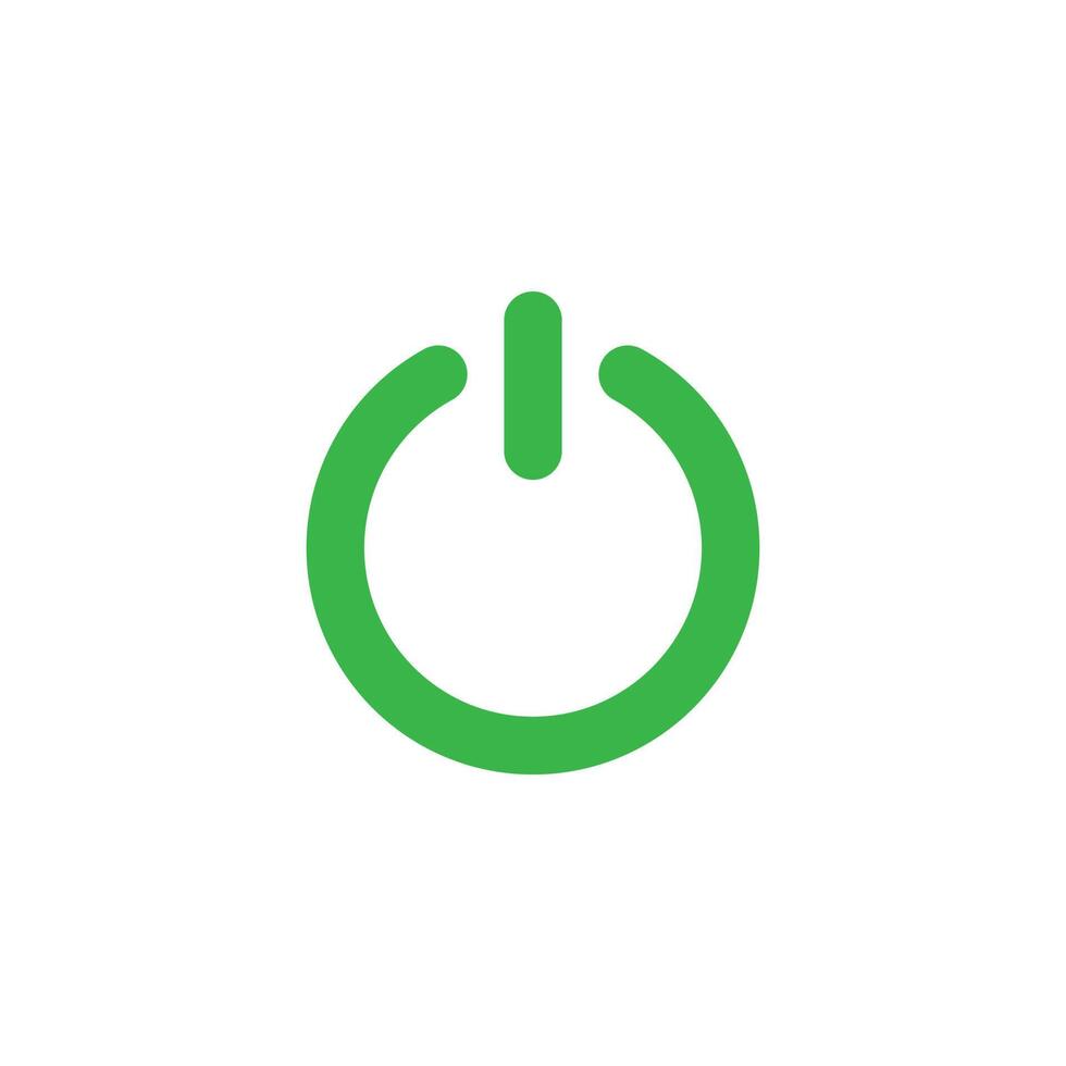 eps10 verde vettore energia su o via pulsante astratto arte icona isolato su bianca sfondo. girare su o via simbolo nel un' semplice piatto di moda moderno stile per il tuo sito web disegno, logo, e mobile App