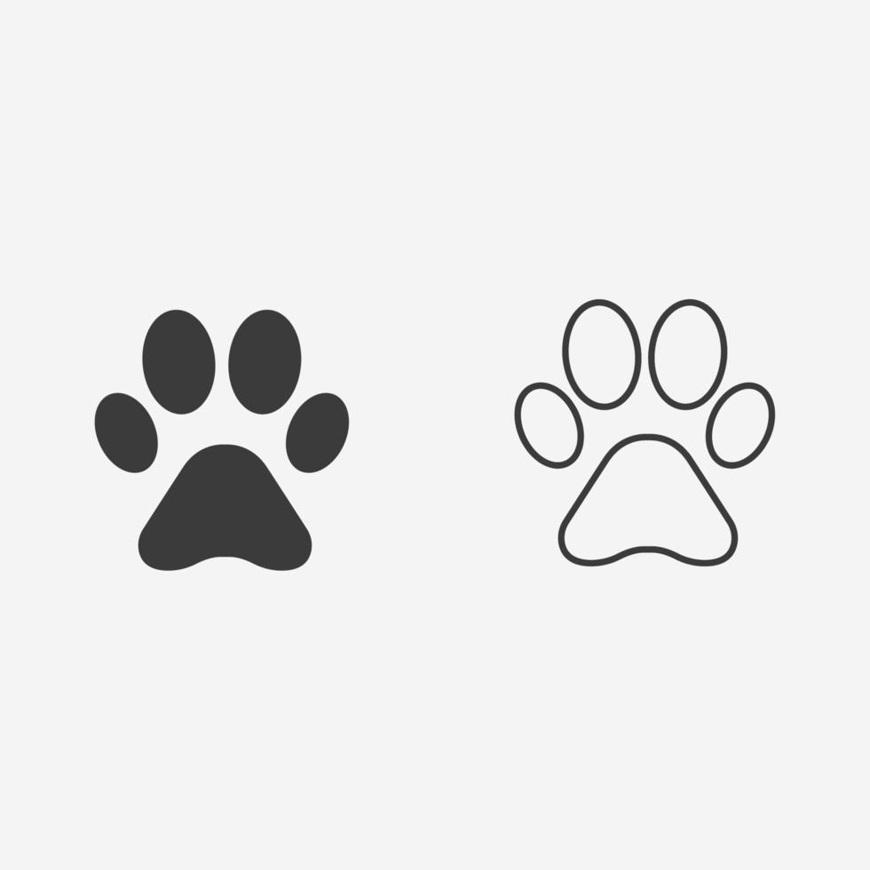 animale domestico zampa Stampa, gatto, cane icona vettore isolato simbolo cartello