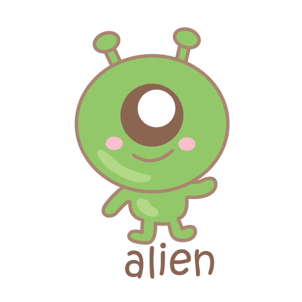 alfabeto un' per alieno vocabolario illustrazione vettore clipart
