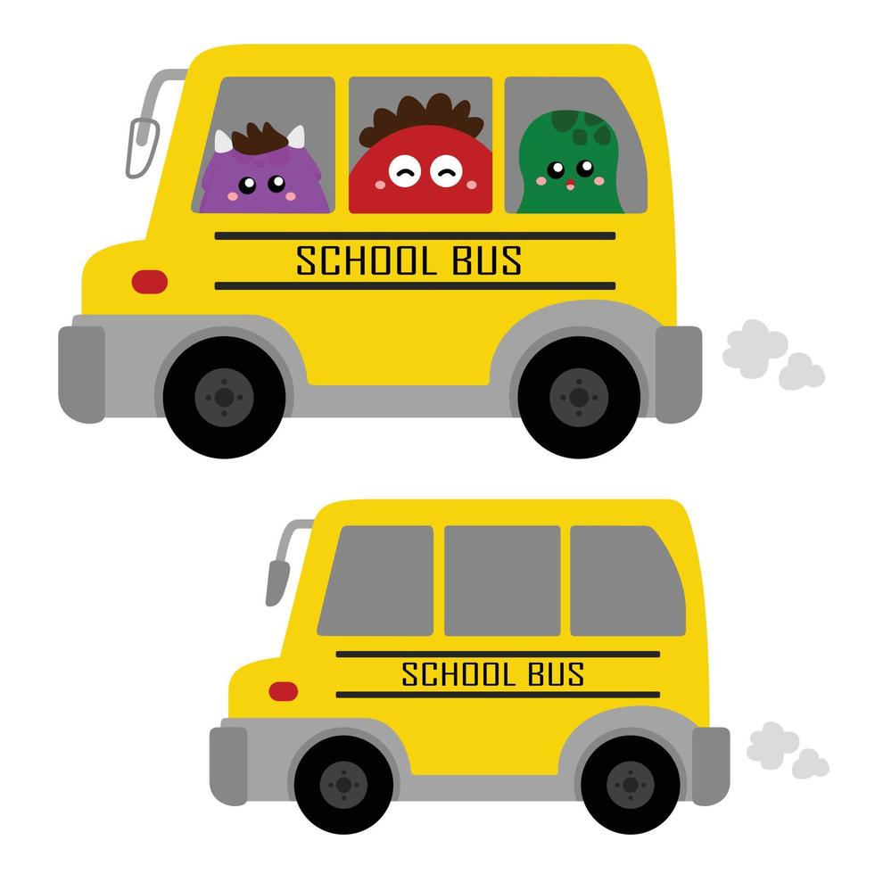 carino colorato mostro scuola autobus illustrazione vettore clipart