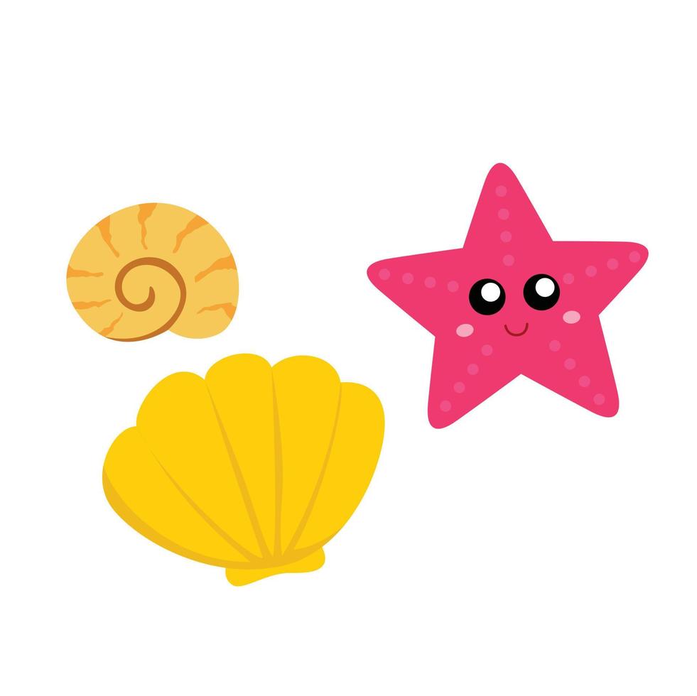 animale subacqueo stella marina conchiglia illustrazione vettore clipart