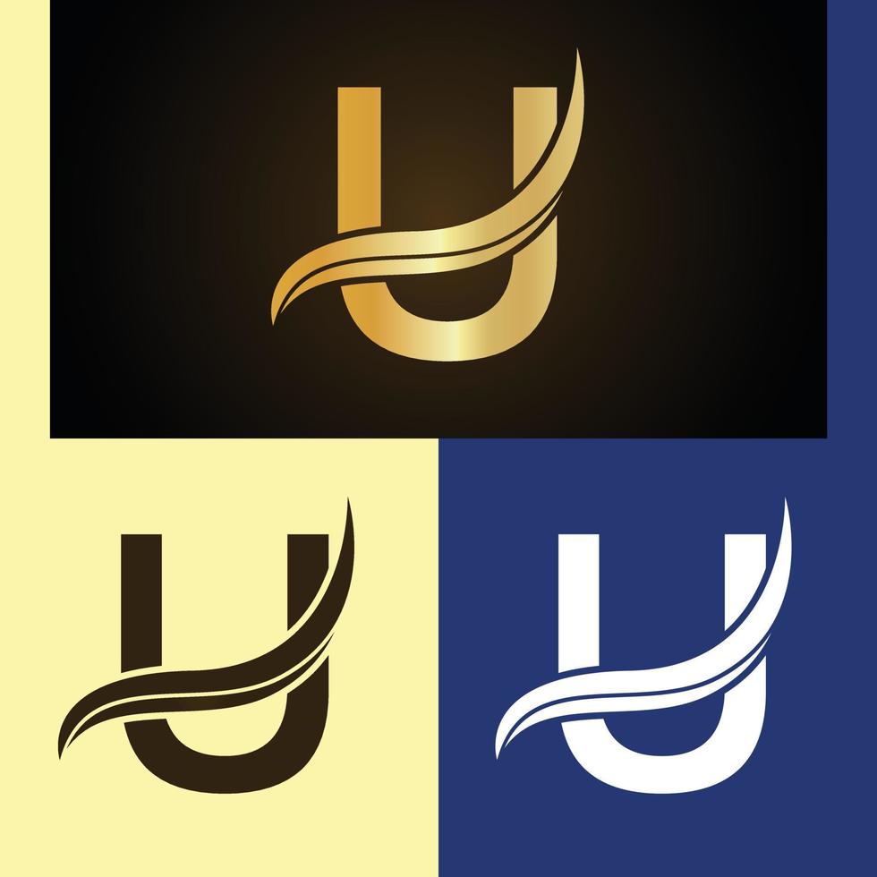 lusso logo design con monogramma lettera u vettore