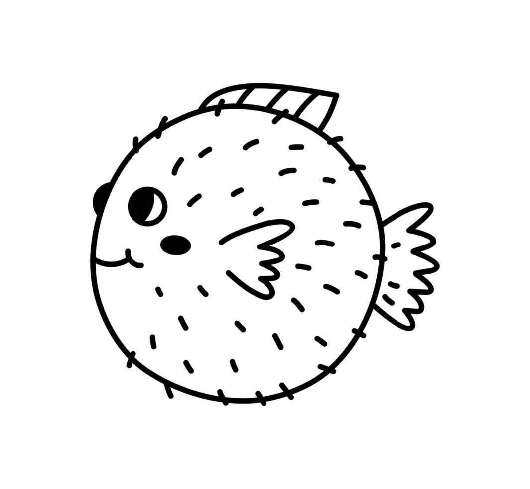 carino pesce isolato su bianca sfondo. vettore disegnato a mano illustrazione nel scarabocchio stile. Perfetto per decorazioni, logo, vario disegni. cartone animato carattere.