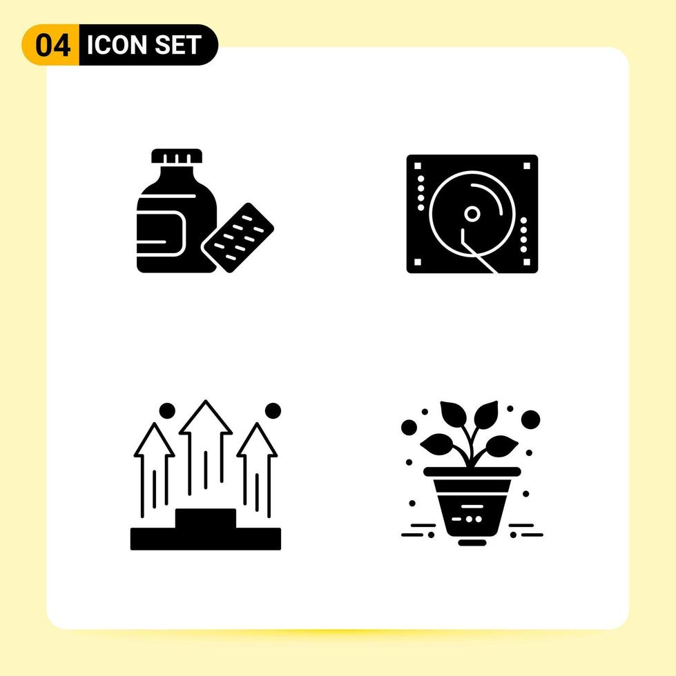4 creativo icone per moderno sito web design e di risposta mobile applicazioni 4 glifo simboli segni su bianca sfondo 4 icona imballare creativo nero icona vettore sfondo