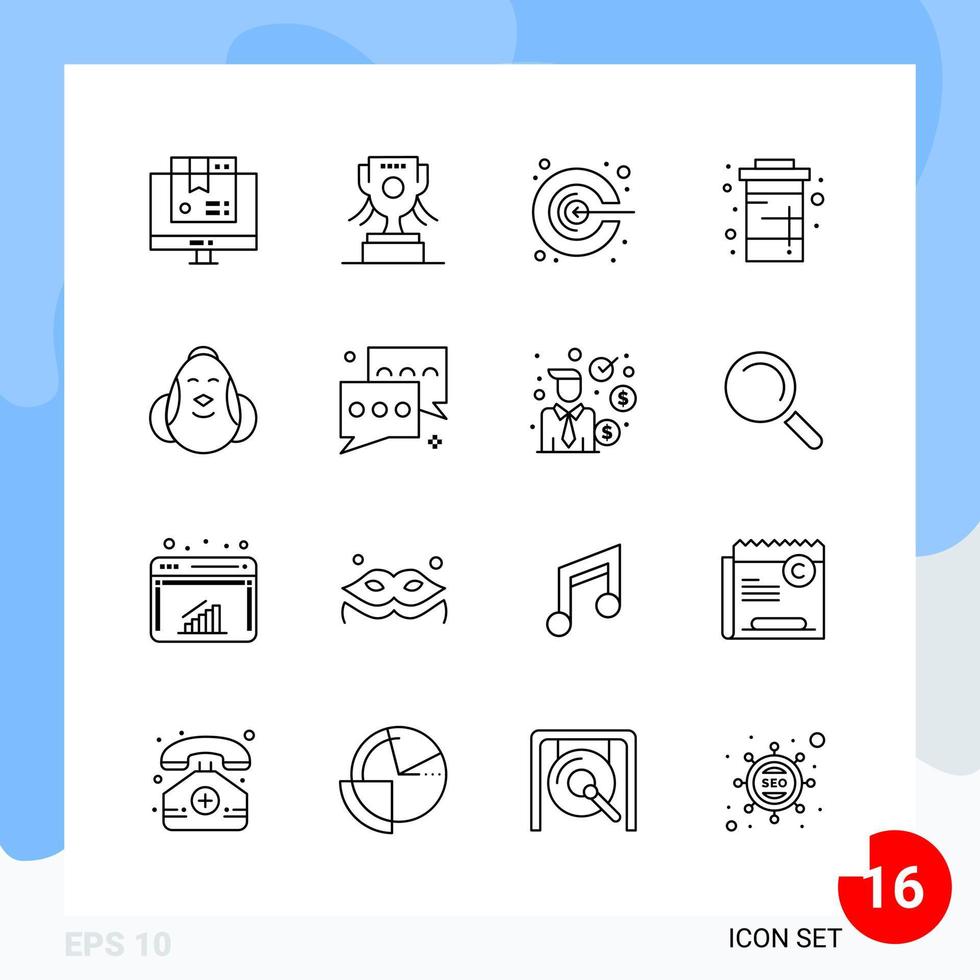moderno imballare di 16 icone linea schema simboli isolato su bianca backgound per sito web progettazione vettore