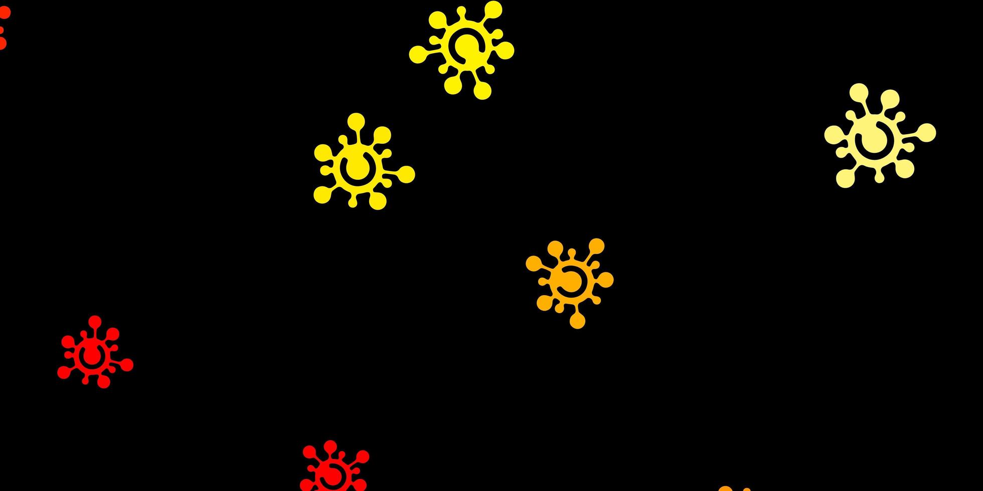 sfondo arancione scuro con simboli di virus. vettore