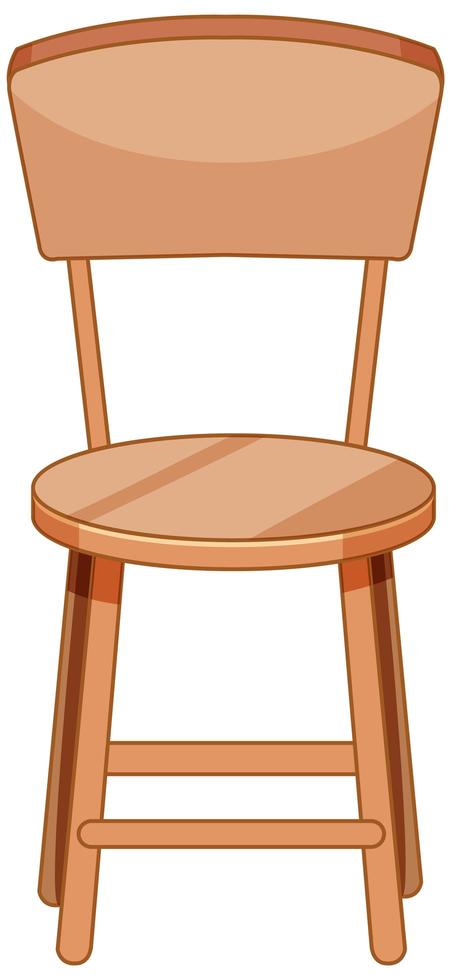 sedia in legno in stile cartone animato isolato su sfondo bianco vettore