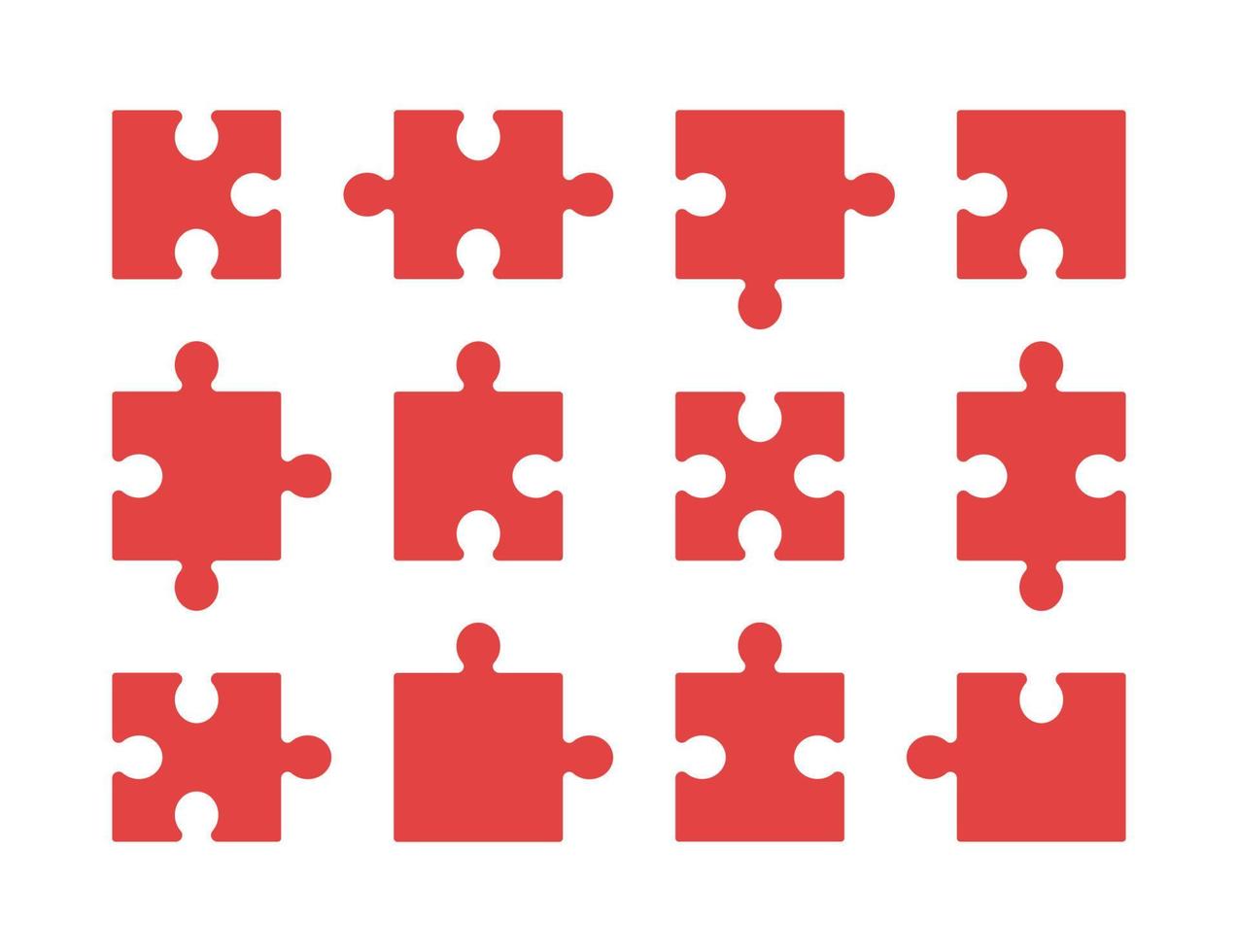 impostato di puzzle piatto icone, pittogramma su bianca sfondo. vettore illustrazione.