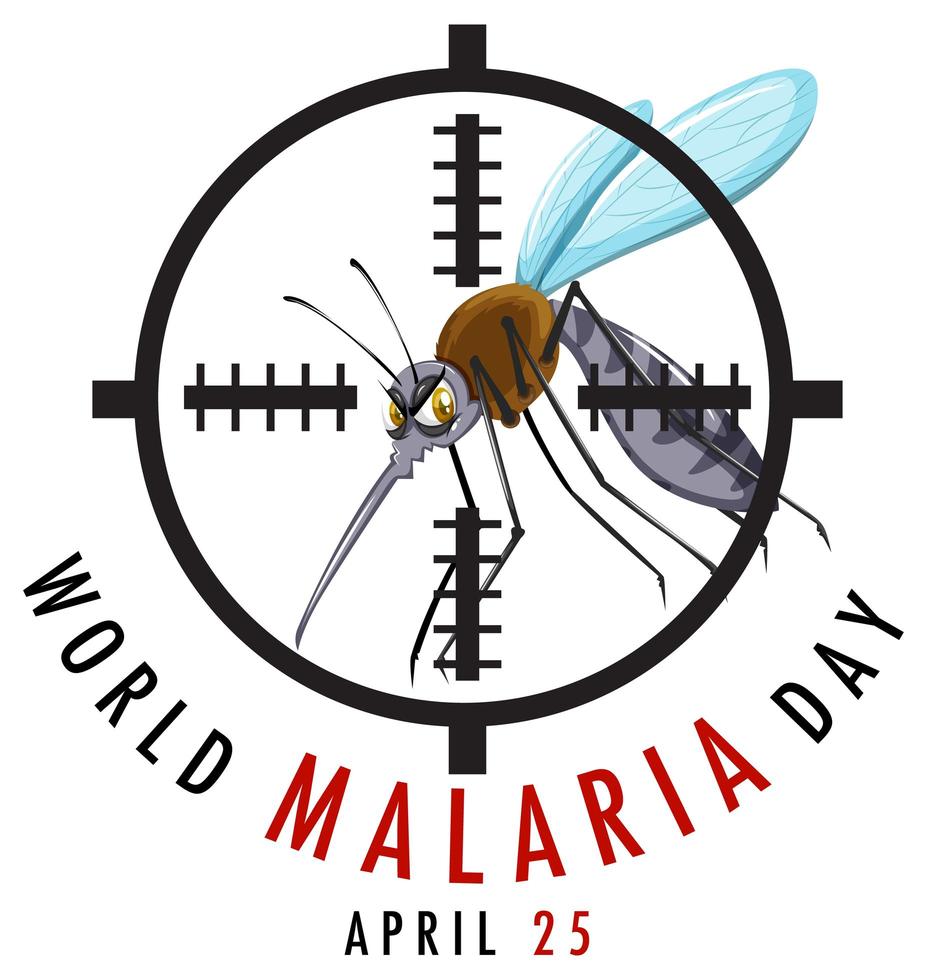 logo o banner della giornata mondiale della malaria con segno di zanzara vettore