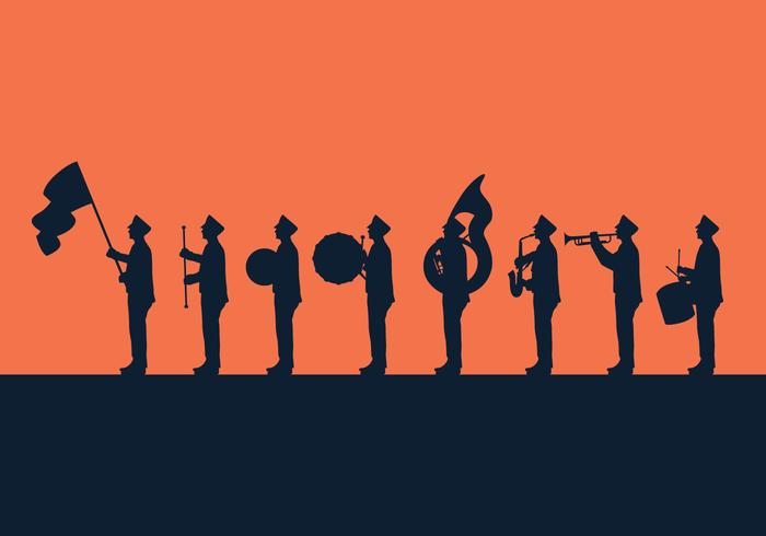 silhouette di parata di bande musicali vettore