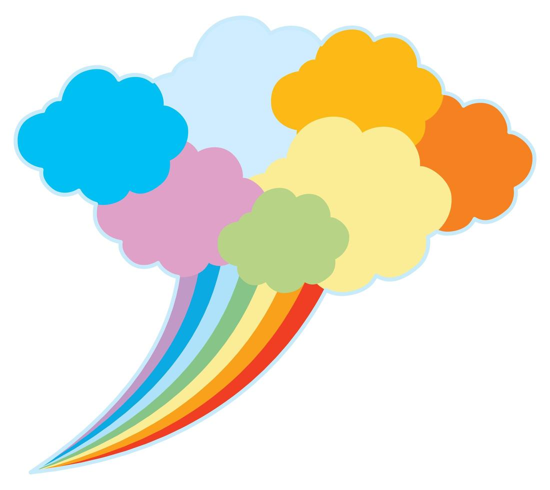 discorso colorato nuvola e arcobaleno vettore
