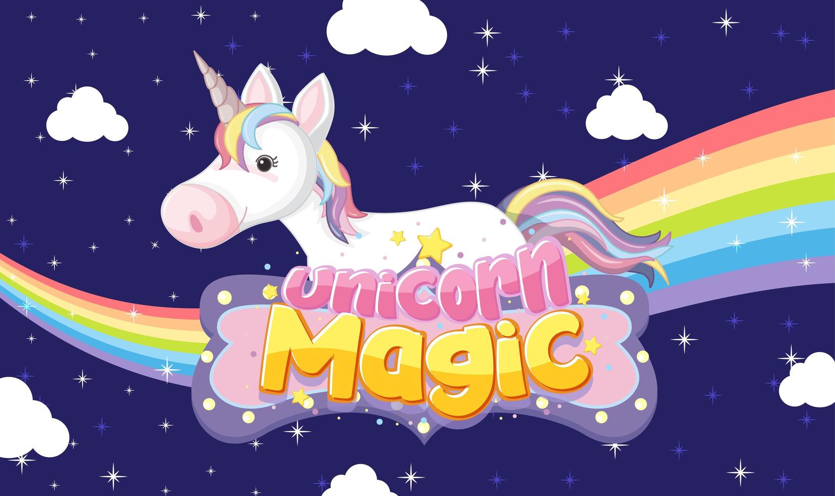 banner di unicorno carino sul colore di sfondo pastello vettore