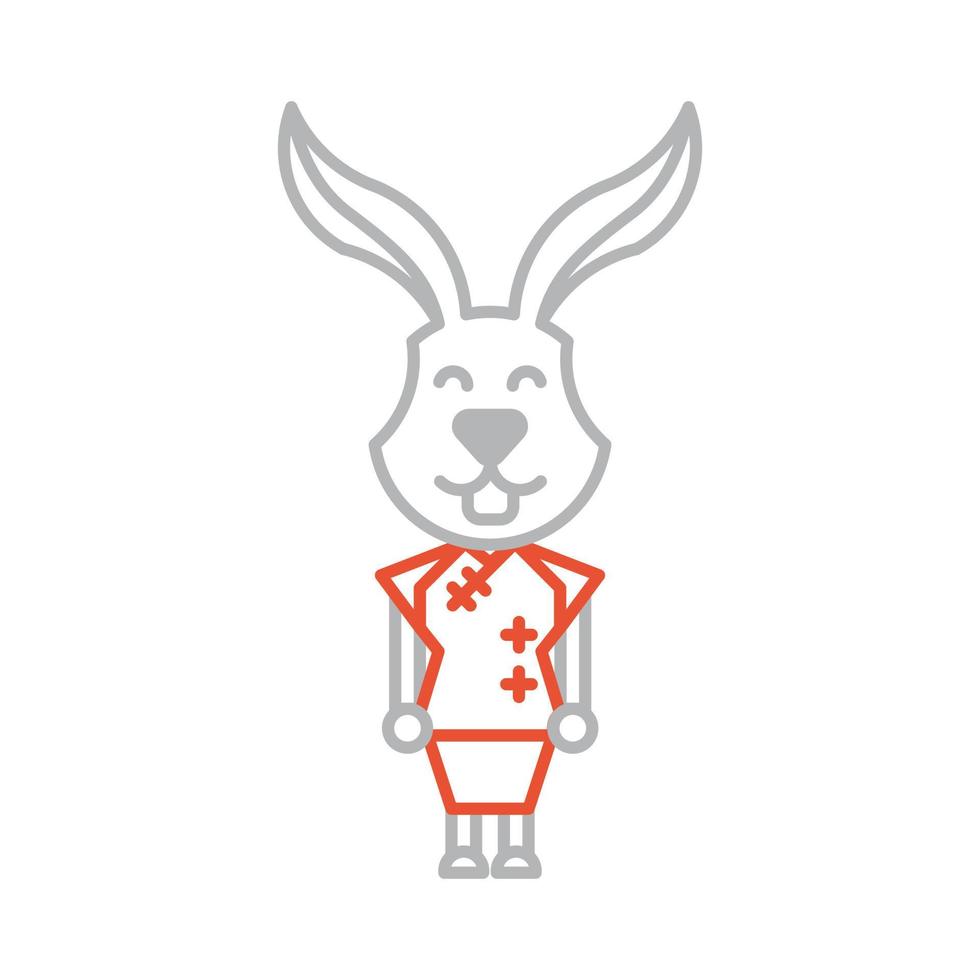 icona ragazza coniglio simbolo nuovo anno vettore