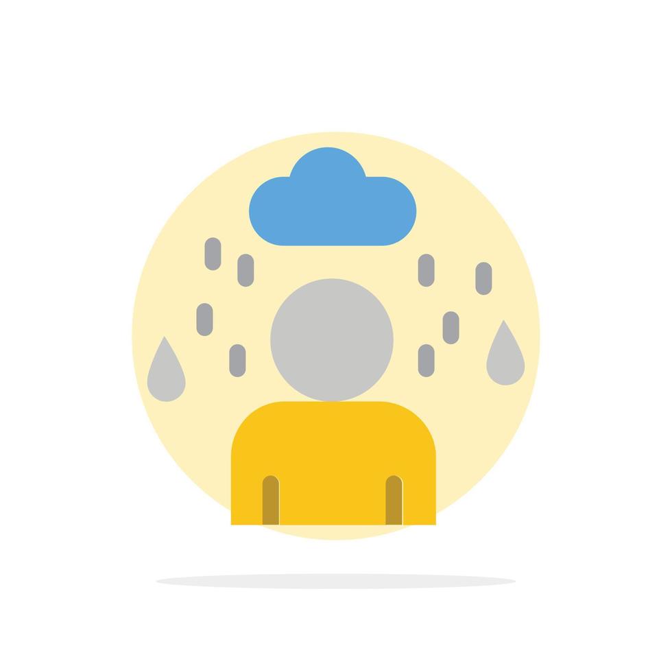 uomo nube piovoso astratto cerchio sfondo piatto colore icona vettore
