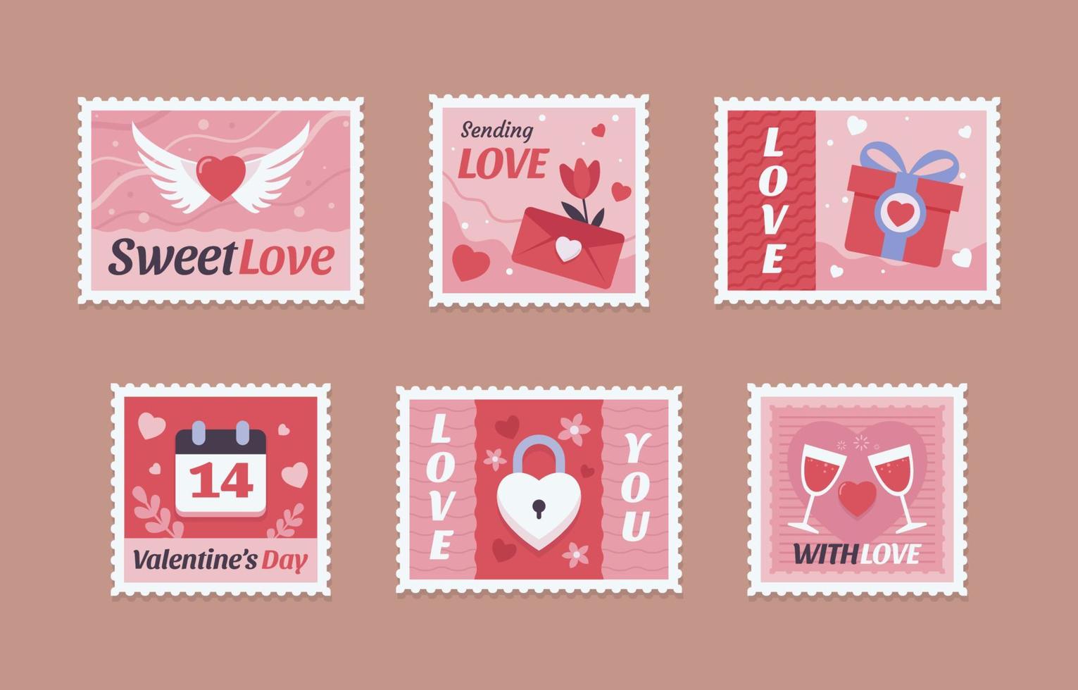 San Valentino francobollo adesivi vettore