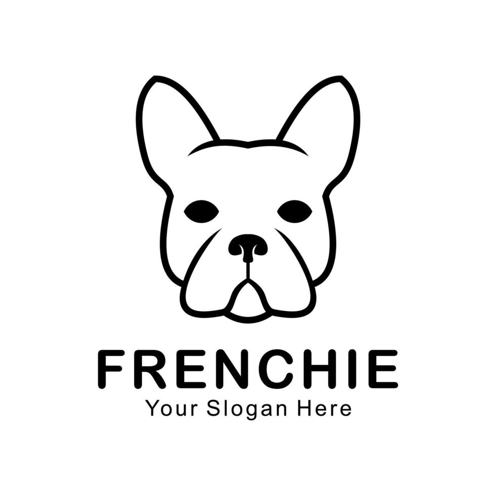 francese bulldog testa logo vettore
