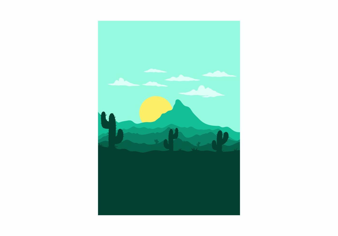 colorato deserto paesaggio con cactus alberi illustrazione vettore