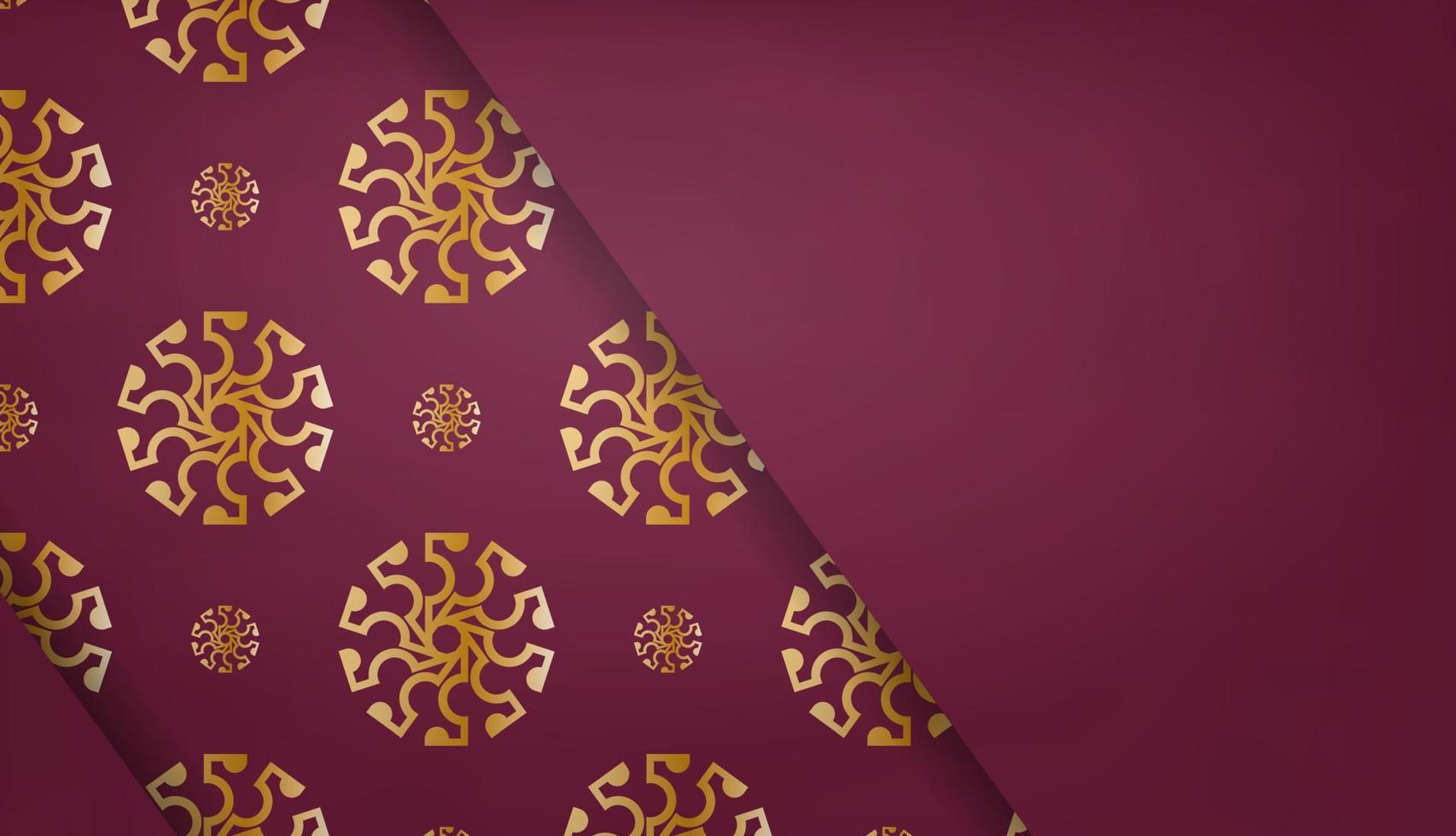 baner di Borgogna colore con Vintage ▾ oro ornamento per design sotto il testo vettore