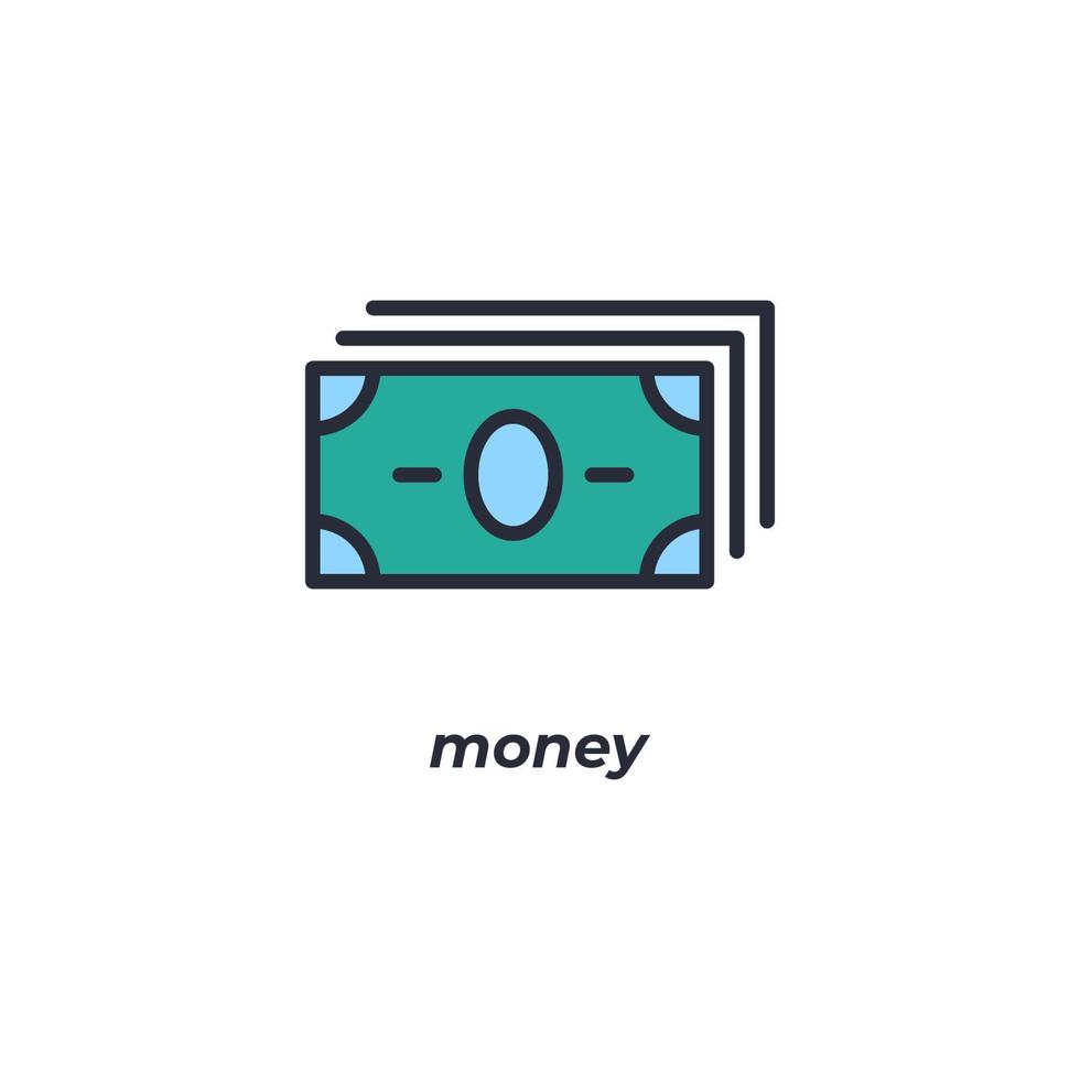 vettore cartello i soldi simbolo è isolato su un' bianca sfondo. icona colore modificabile.