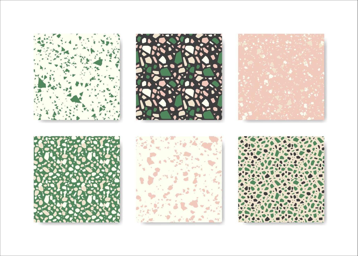 set di modelli senza cuciture di terrazzo. modello pavimento in terrazzo. modello senza cuciture di terrazzo. collezione di pattern terrazzo vettore