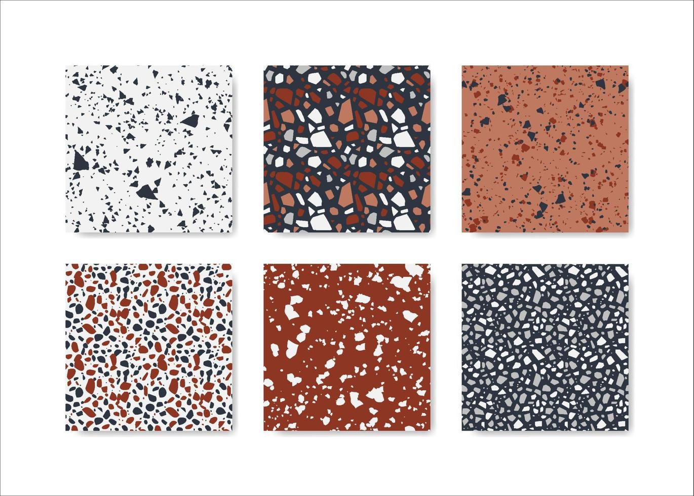 set di modelli senza cuciture di terrazzo. modello pavimento in terrazzo. modello senza cuciture di terrazzo. collezione di pattern terrazzo vettore