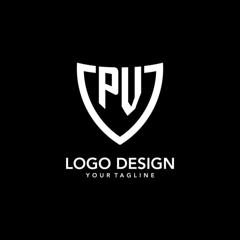 pv monogramma iniziale logo con pulito moderno scudo icona design vettore