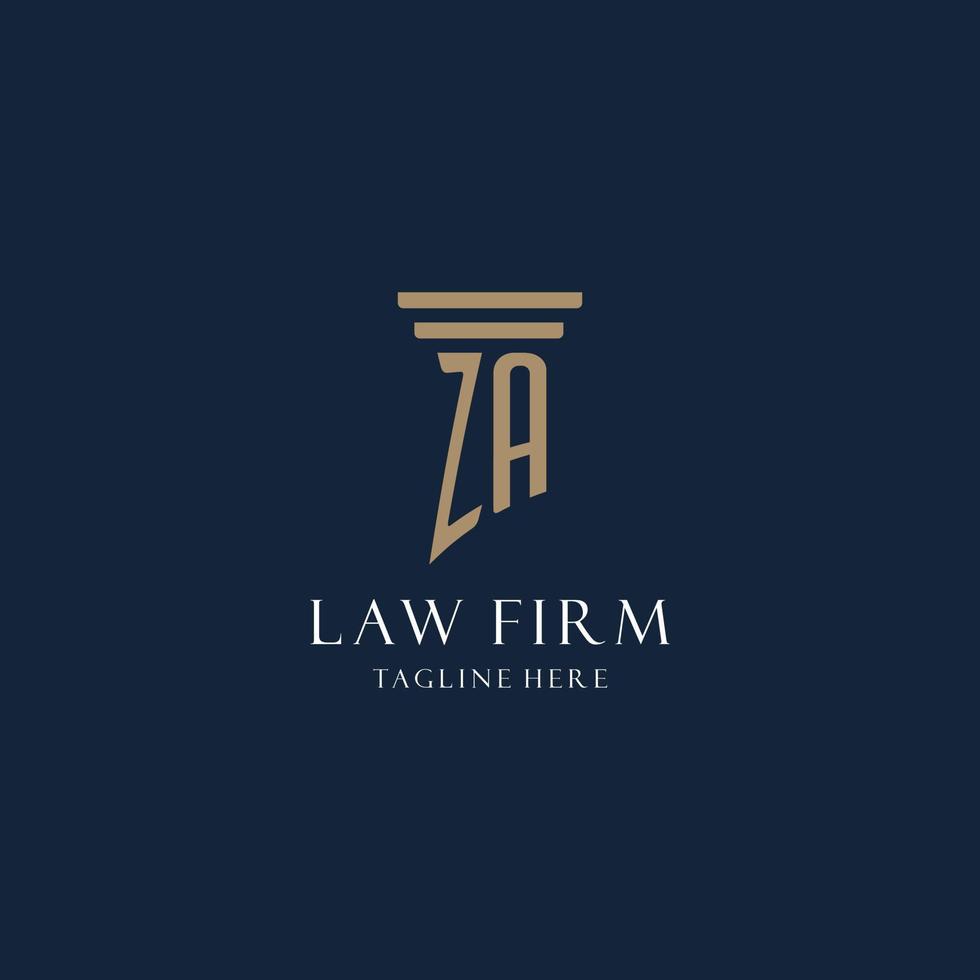 za iniziale monogramma logo per legge ufficio, avvocato, avvocato con pilastro stile vettore