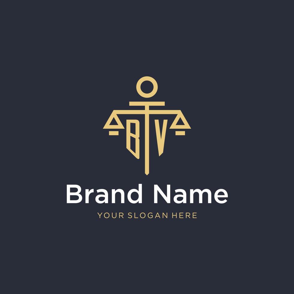 bv iniziale monogramma logo con scala e pilastro stile design vettore