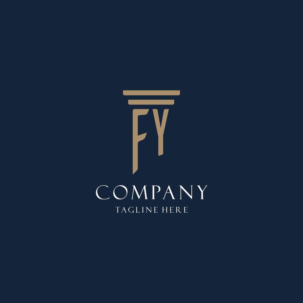 fy iniziale monogramma logo per legge ufficio, avvocato, avvocato con pilastro stile vettore