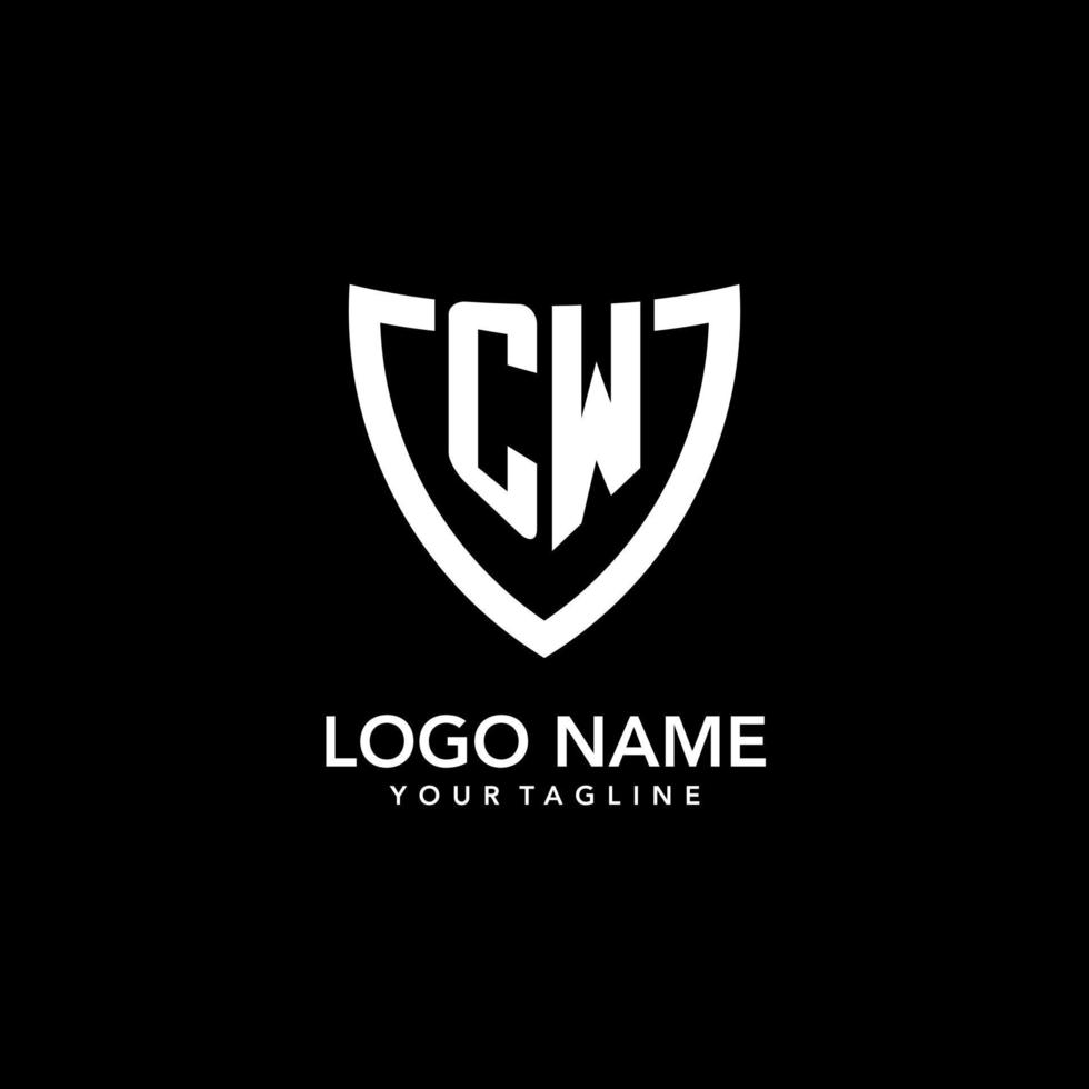 cw monogramma iniziale logo con pulito moderno scudo icona design vettore