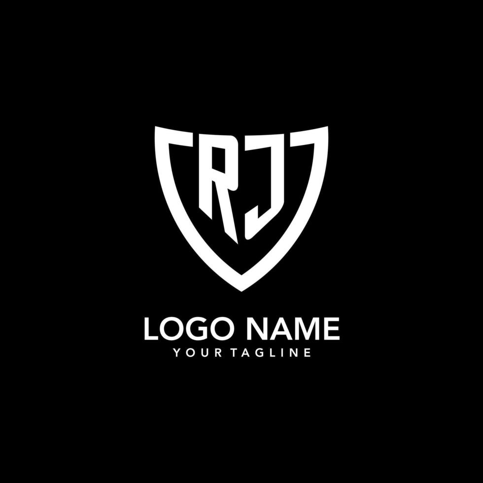 rj monogramma iniziale logo con pulito moderno scudo icona design vettore