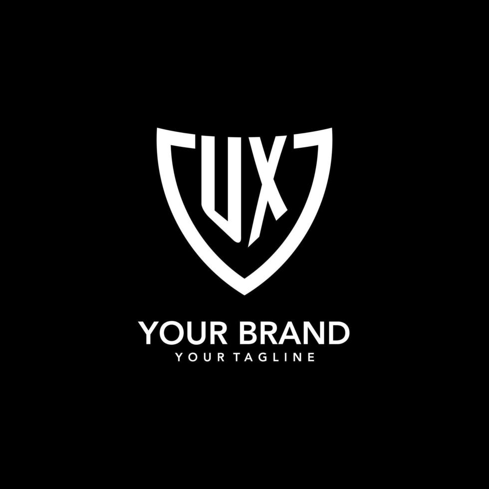 UX monogramma iniziale logo con pulito moderno scudo icona design vettore