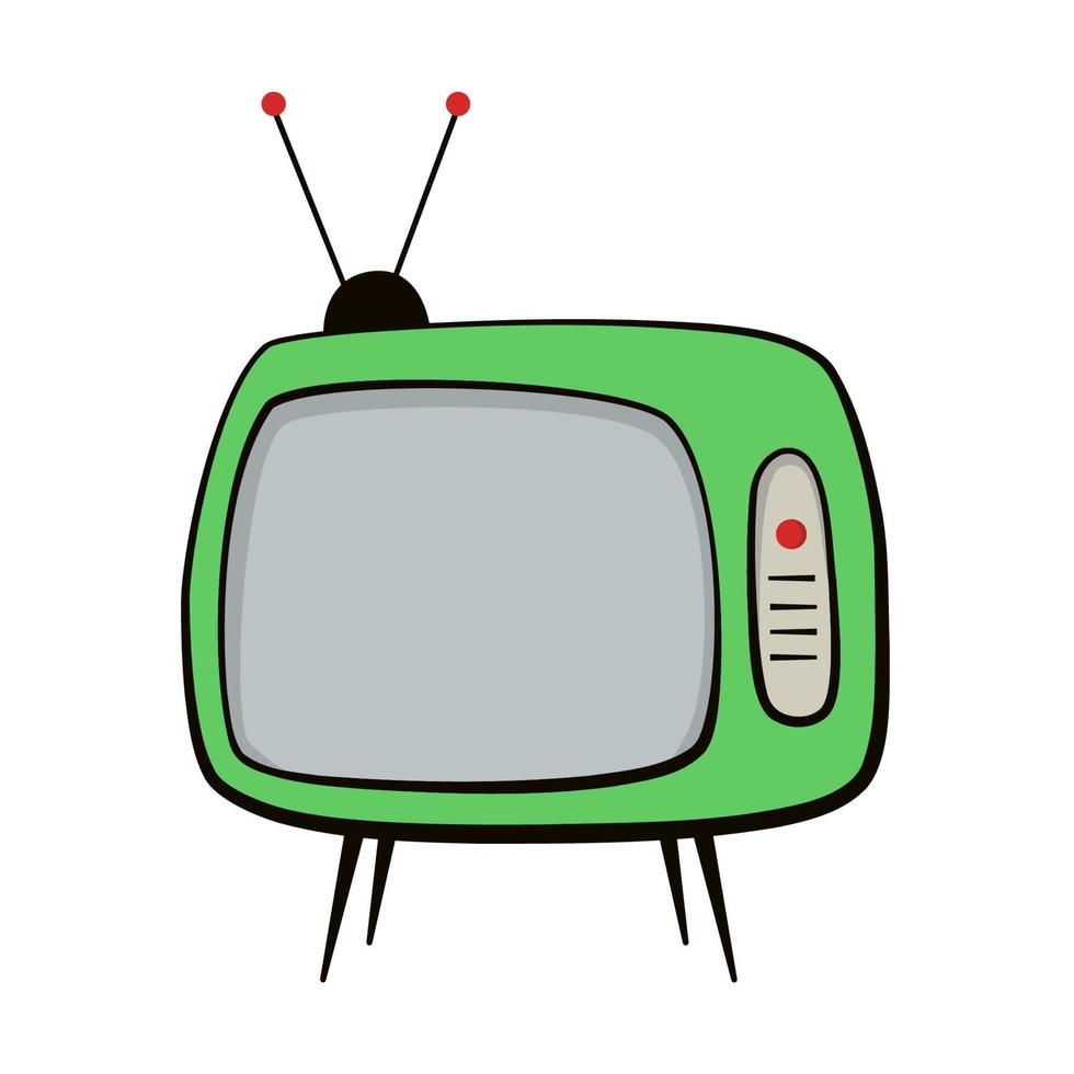 vettore cartone animato illustrazione di retrò televisione. vecchio tv scatola isolato su bianca sfondo. piatto design di Vintage ▾ casa media elettronica