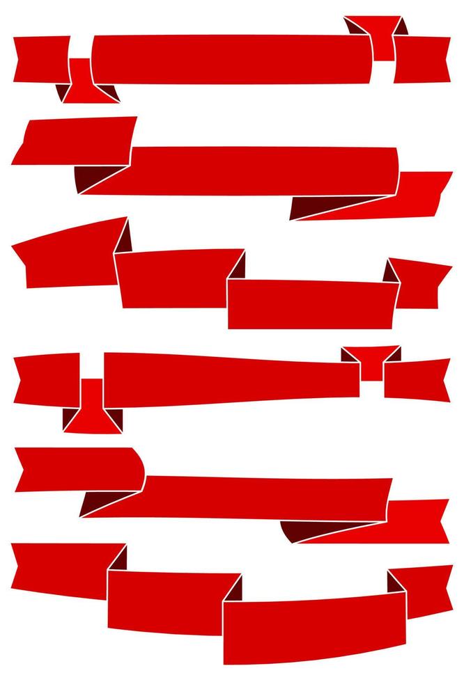impostato di sei rosso cartone animato nastri per ragnatela design. grande design elemento isolato su bianca sfondo. vettore illustrazione.