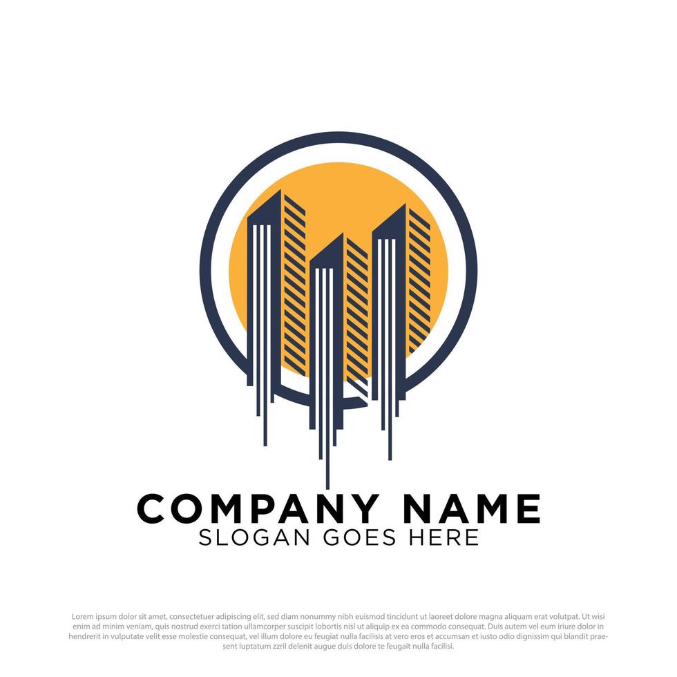 grattacieli silhouette città edifici logo , proprietà e costruzione logo ispirazione vettore