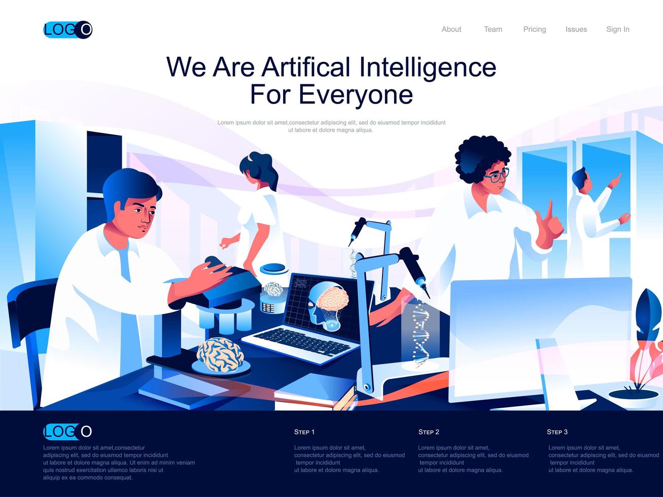 siamo intelligenza artificiale per landing page di tutti vettore