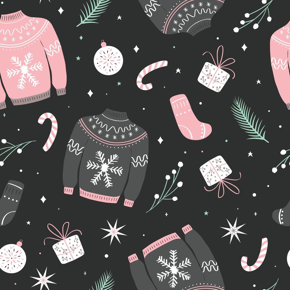 Natale seamless pattern con brutti maglioni vettore