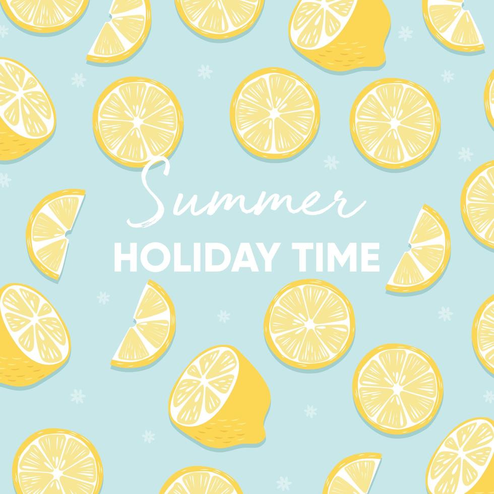slogan di tipografia del periodo delle vacanze estive e limone fresco vettore
