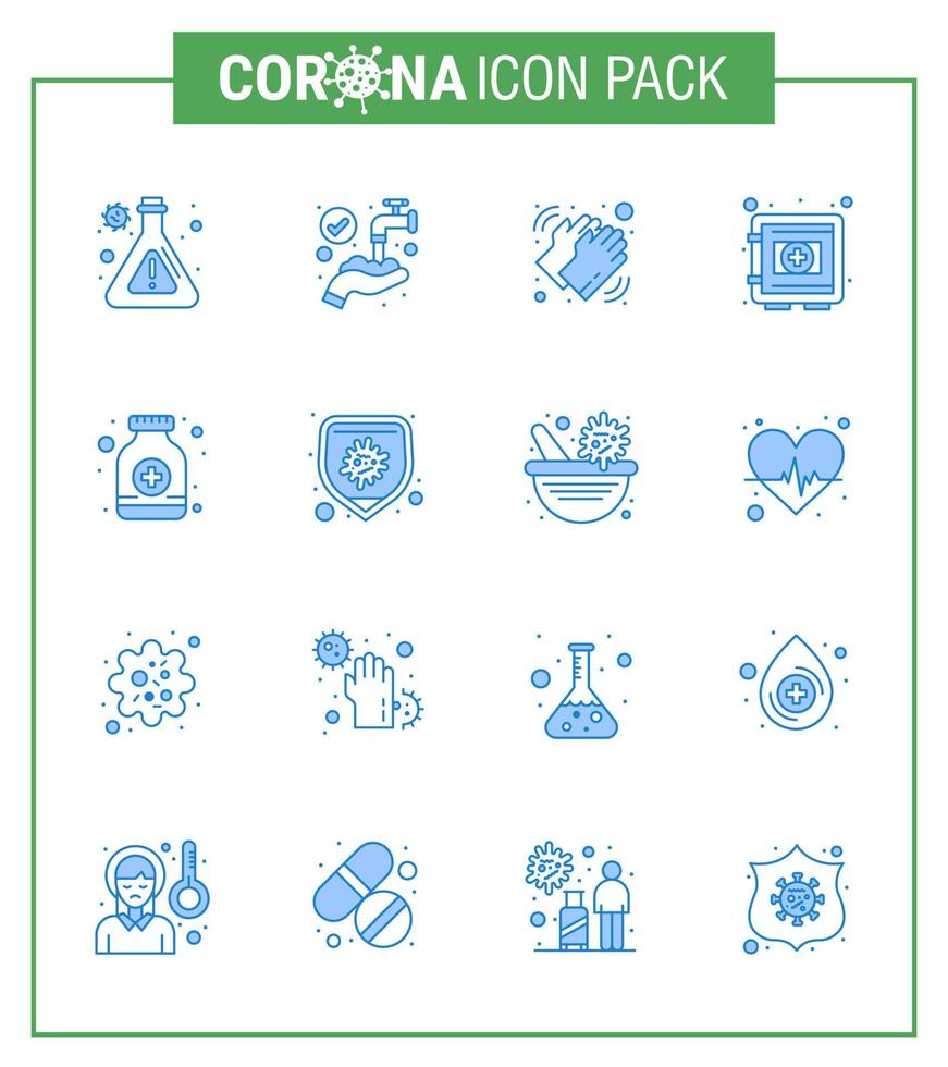 corona virus prevenzione covid19 suggerimenti per evitare infortunio 16 blu icona per presentazione pillole sicuro medico protezione armadietto virale coronavirus 2019 nov malattia vettore design elementi