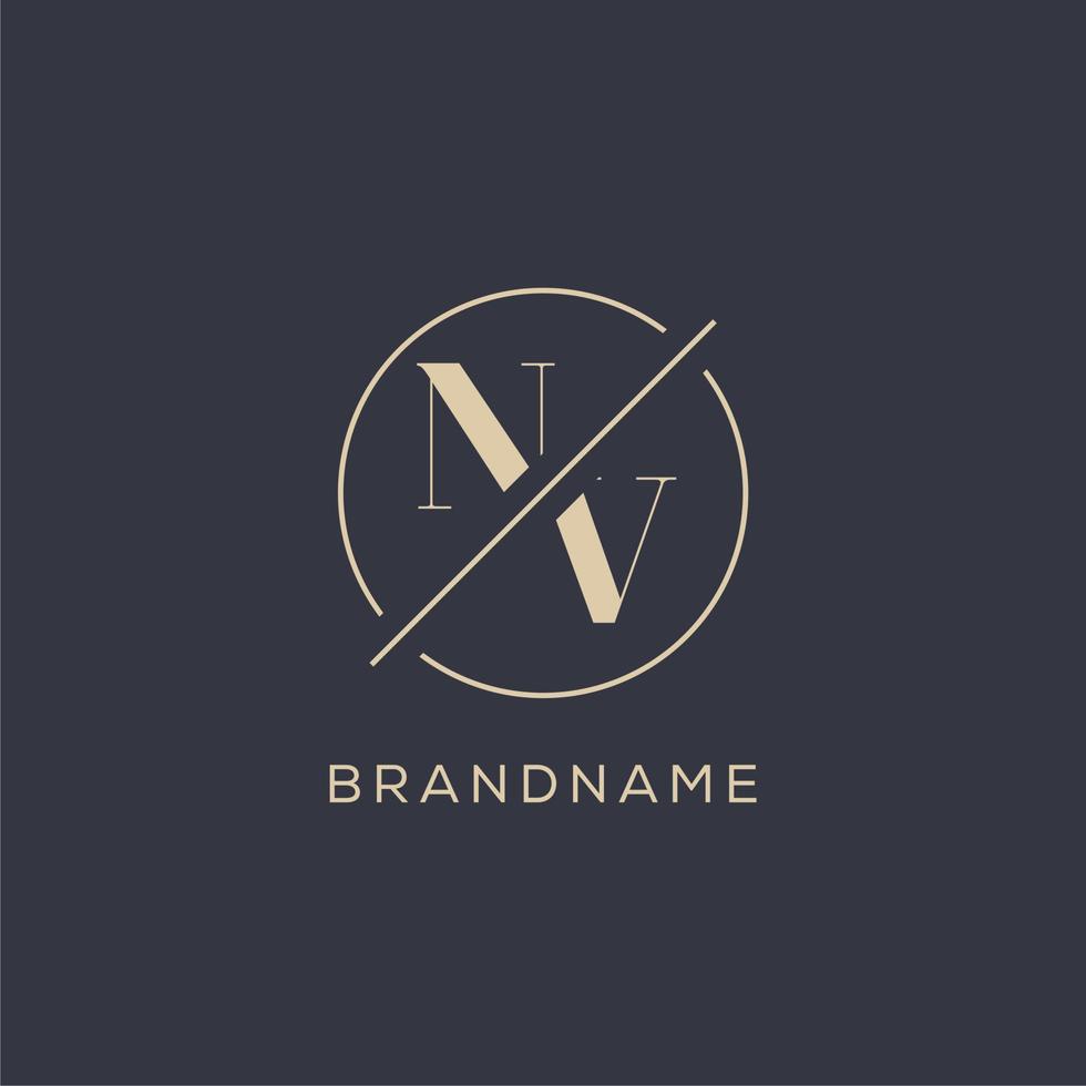 iniziale lettera nv logo con semplice cerchio linea, elegante Guarda monogramma logo stile vettore