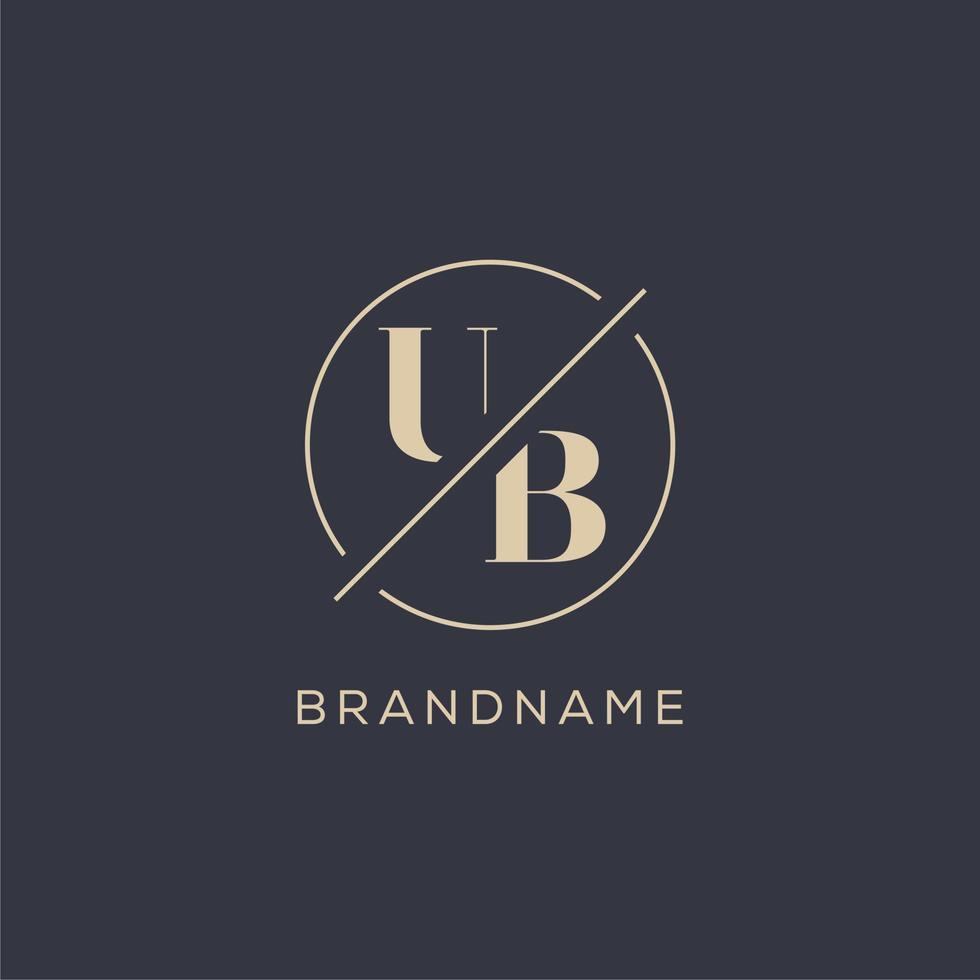 iniziale lettera ub logo con semplice cerchio linea, elegante Guarda monogramma logo stile vettore