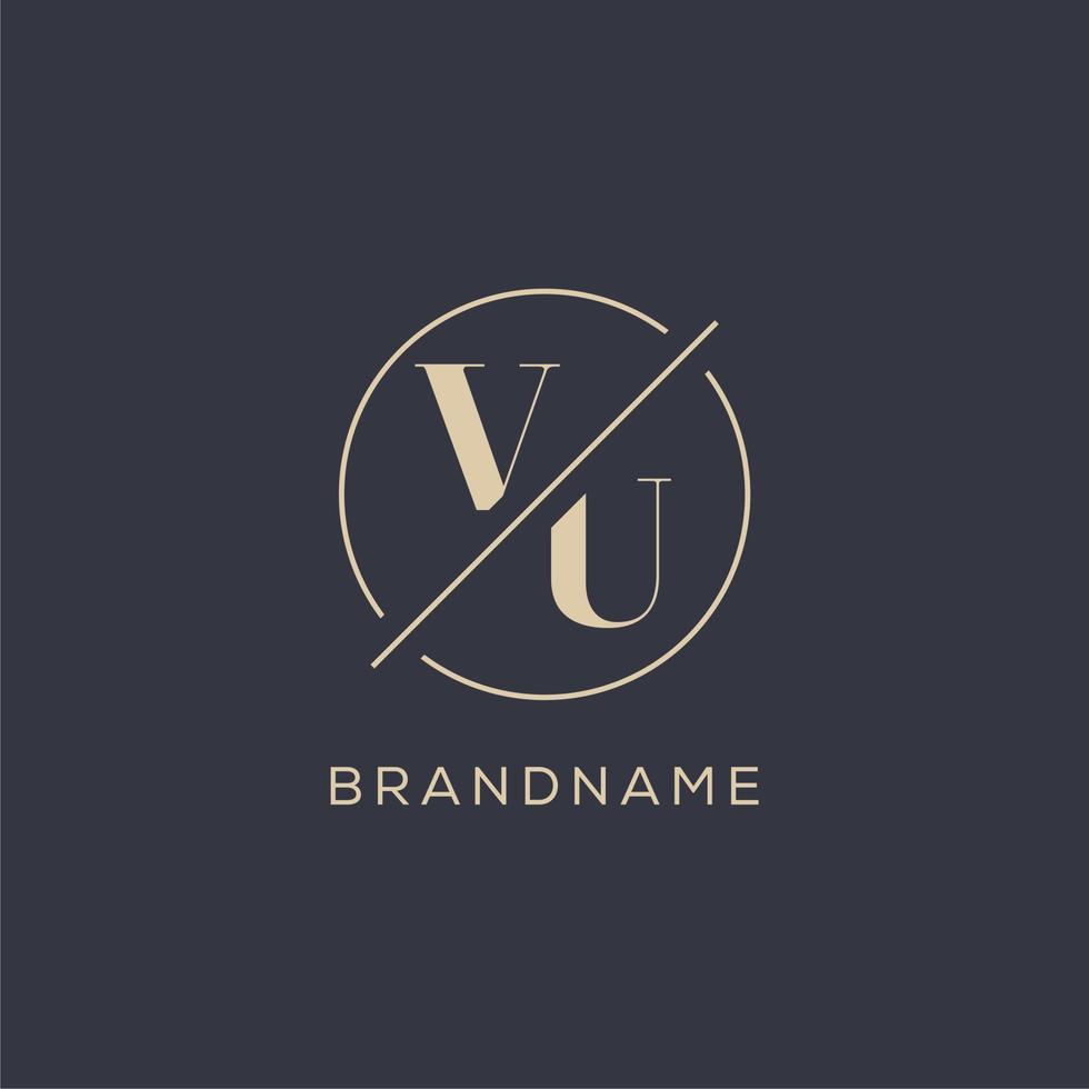 iniziale lettera vu logo con semplice cerchio linea, elegante Guarda monogramma logo stile vettore