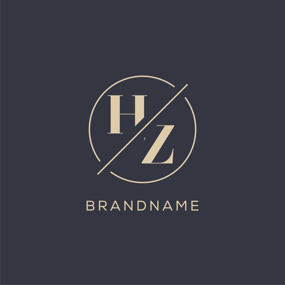 iniziale lettera hz logo con semplice cerchio linea, elegante Guarda monogramma logo stile vettore