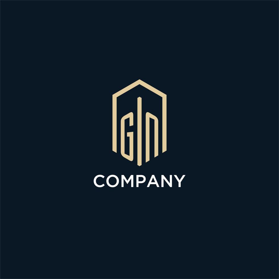 gn iniziale monogramma logo con esagonale forma stile, vero tenuta logo design idee ispirazione vettore