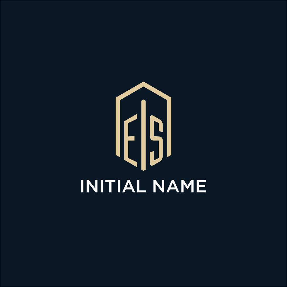 es iniziale monogramma logo con esagonale forma stile, vero tenuta logo design idee ispirazione vettore