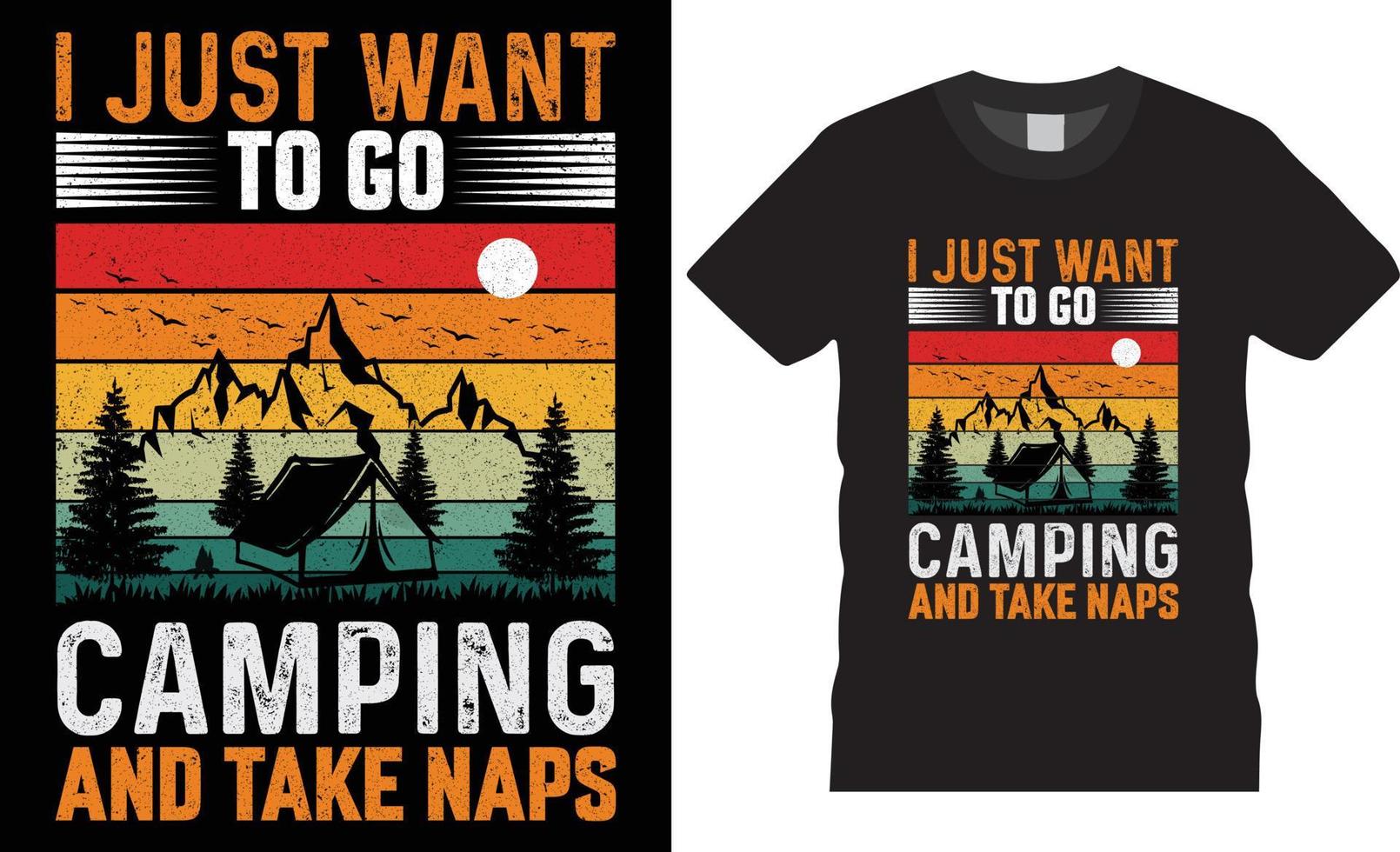 camper creativo maglietta design vettore. io appena partire per campeggio vettore