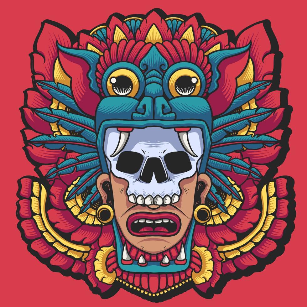azteco maschera ornamento vettore