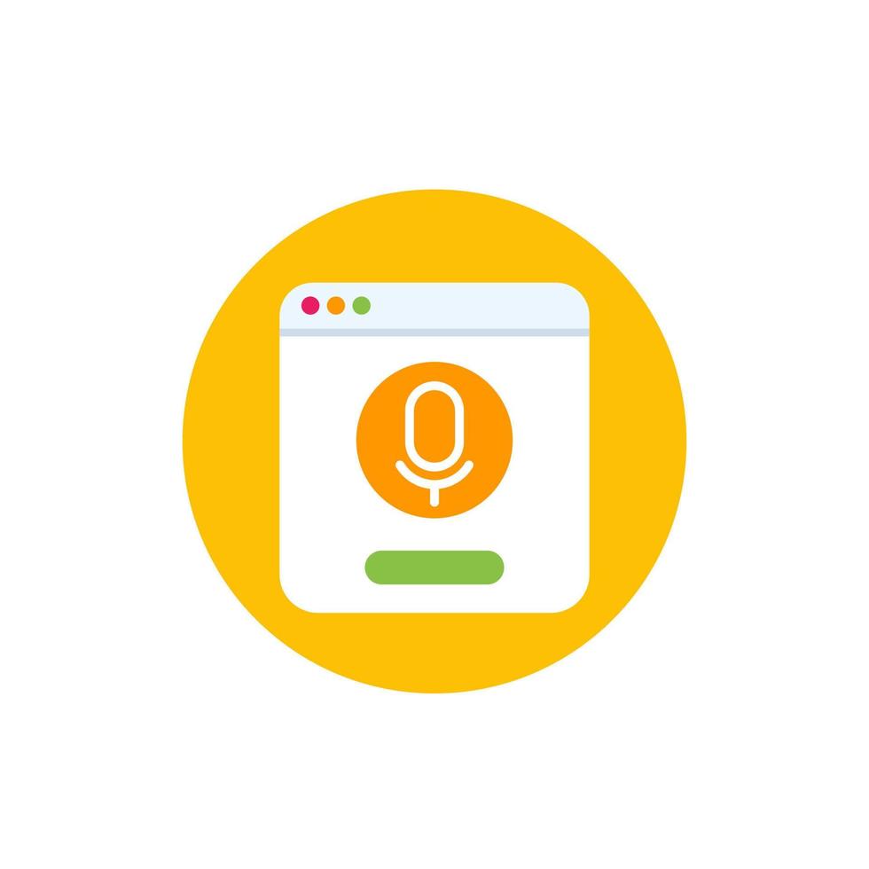 voce controllo e Audio riconoscimento icona, piatto vettore