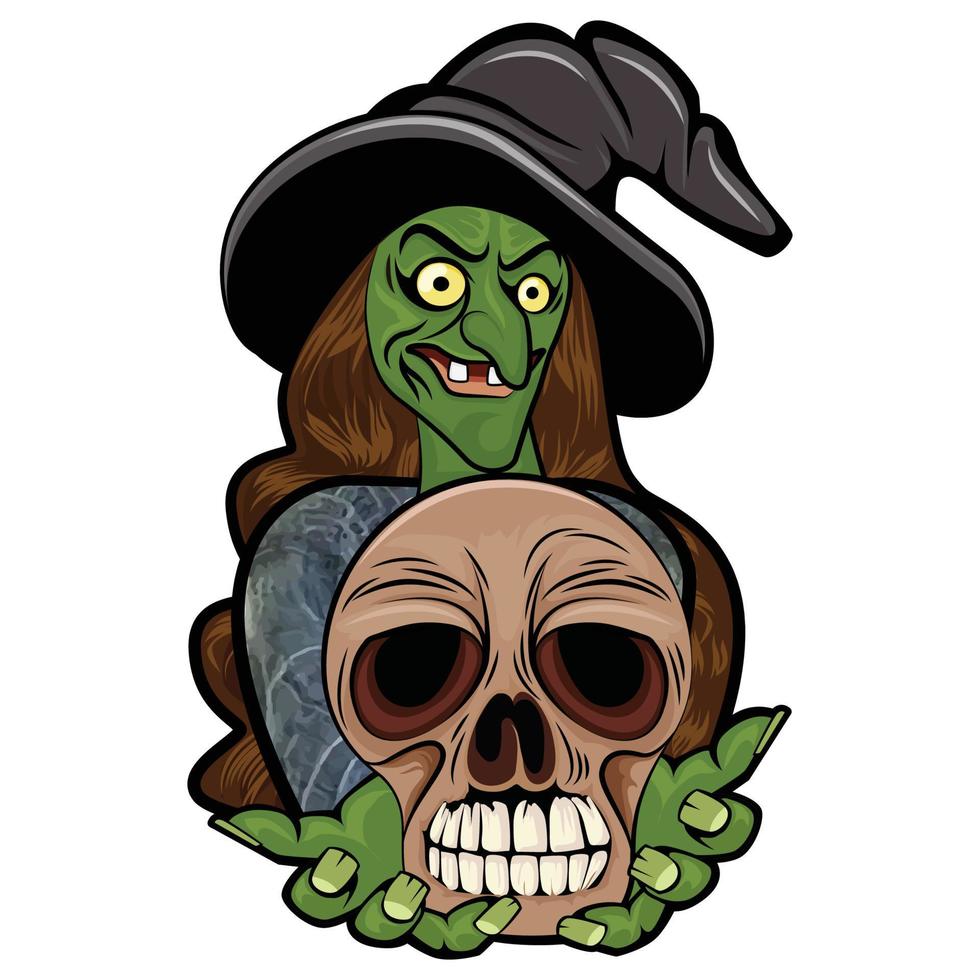 Halloween strega mostro e cranio illustrazione. vettore